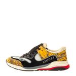 Tenis-Gucci-Camurca-Preta-e-Couro-Texturizado-Amarelo