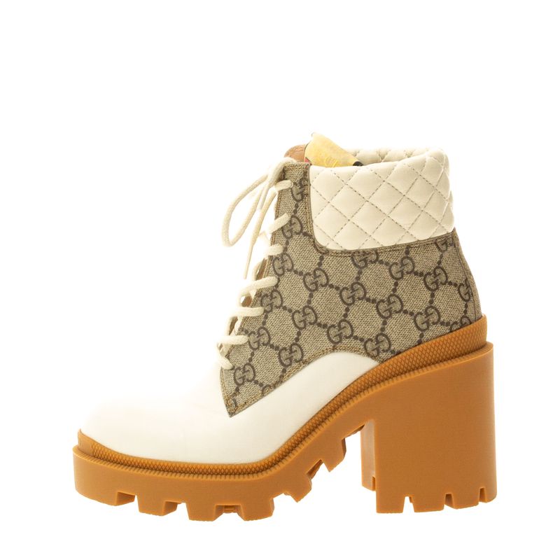 Ankle-Boot-Gucci-GG-Supreme-e-Couro-Branco