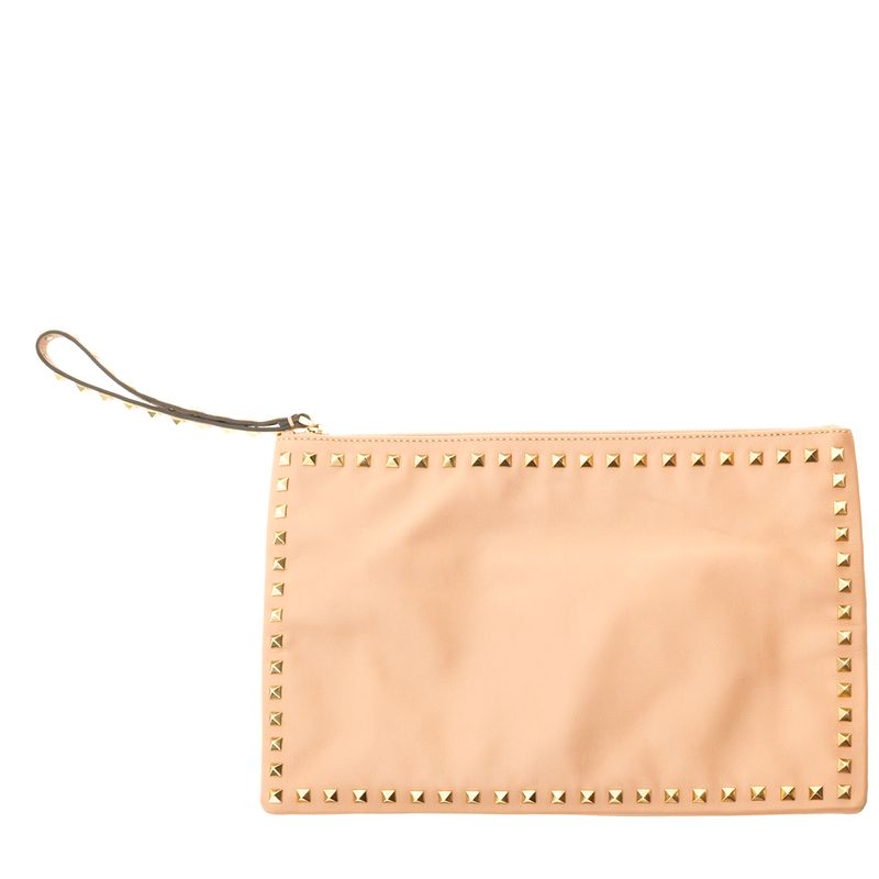 Clutch-Valentino-Garavani-Rockstuds-Couro-Bege