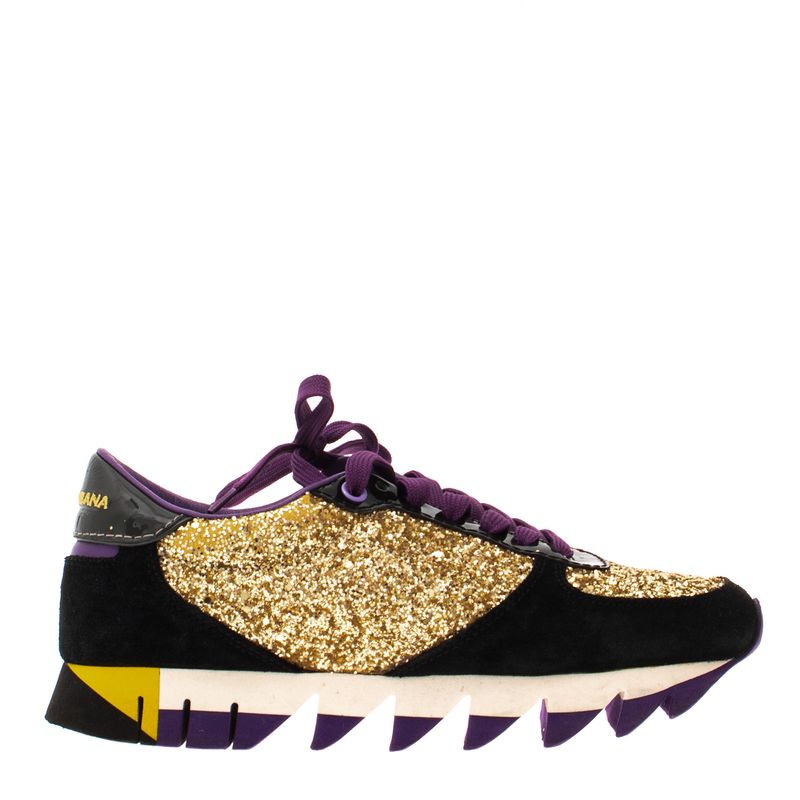 Tenis-Dolce---Gabbana-Camurca-Preta-e-Glitter-Dourado