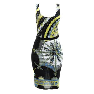 Vestido Emilio Pucci Estampado Preto Branco e Amarelo
