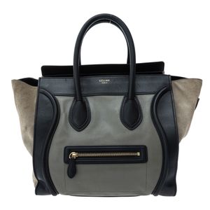 Bolsa Celine Luggage Couro Azul e Camurça Cinza