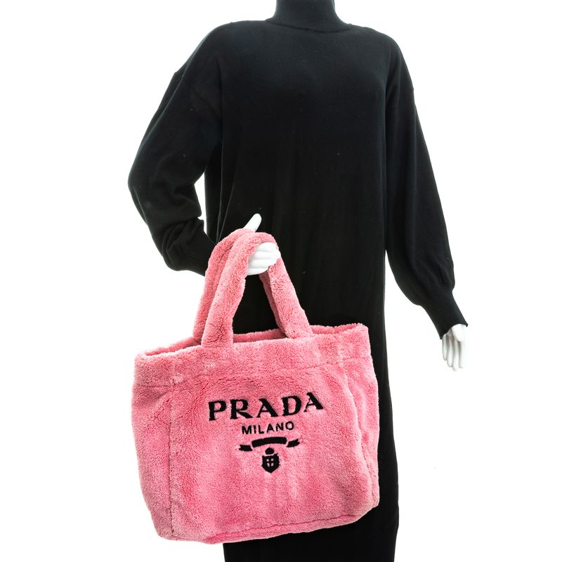 Bolsa-Prada-Tote-Atoalhada-Rosa