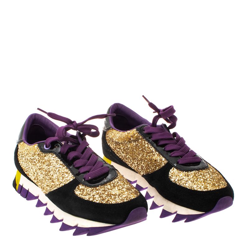 Tenis-Dolce---Gabbana-Camurca-Preta-e-Glitter-Dourado