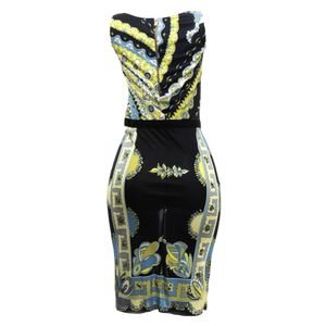 Vestido Emilio Pucci Estampado Preto Branco e Amarelo