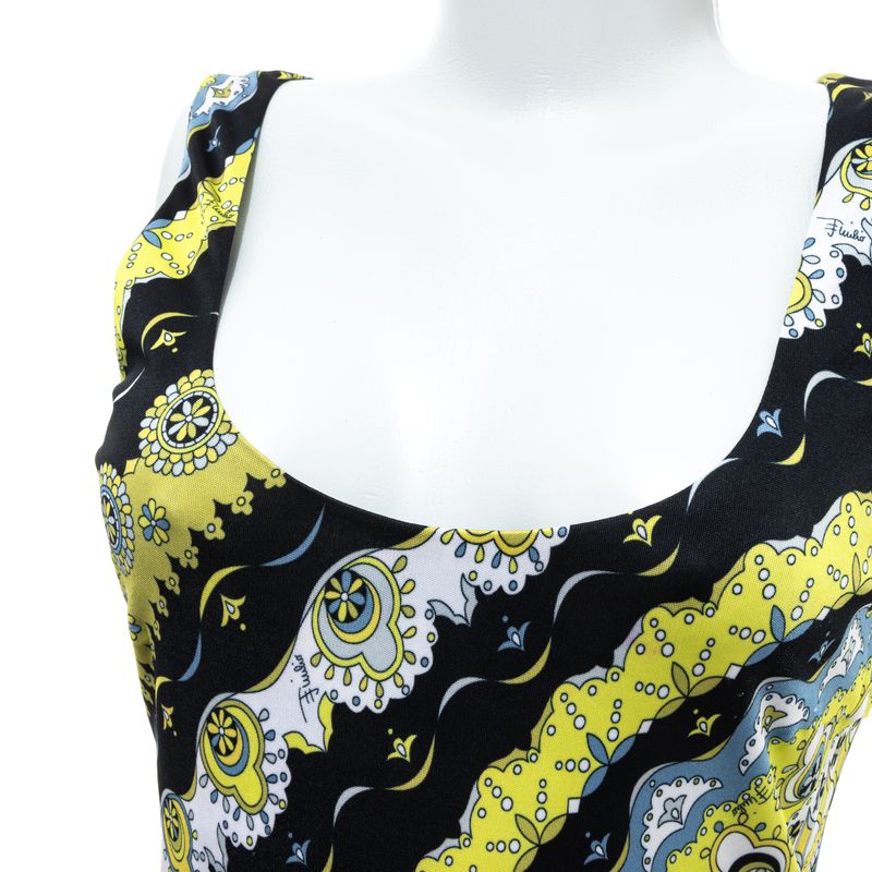 Vestido-Emilio-Pucci-Estampado-Preto-Branco-e-Amarelo