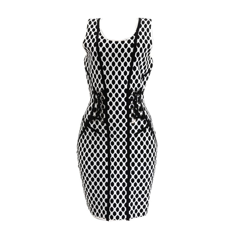 Vestido-Diane-Von-Furstenberg-Hexagonos-Preto-e-Branco