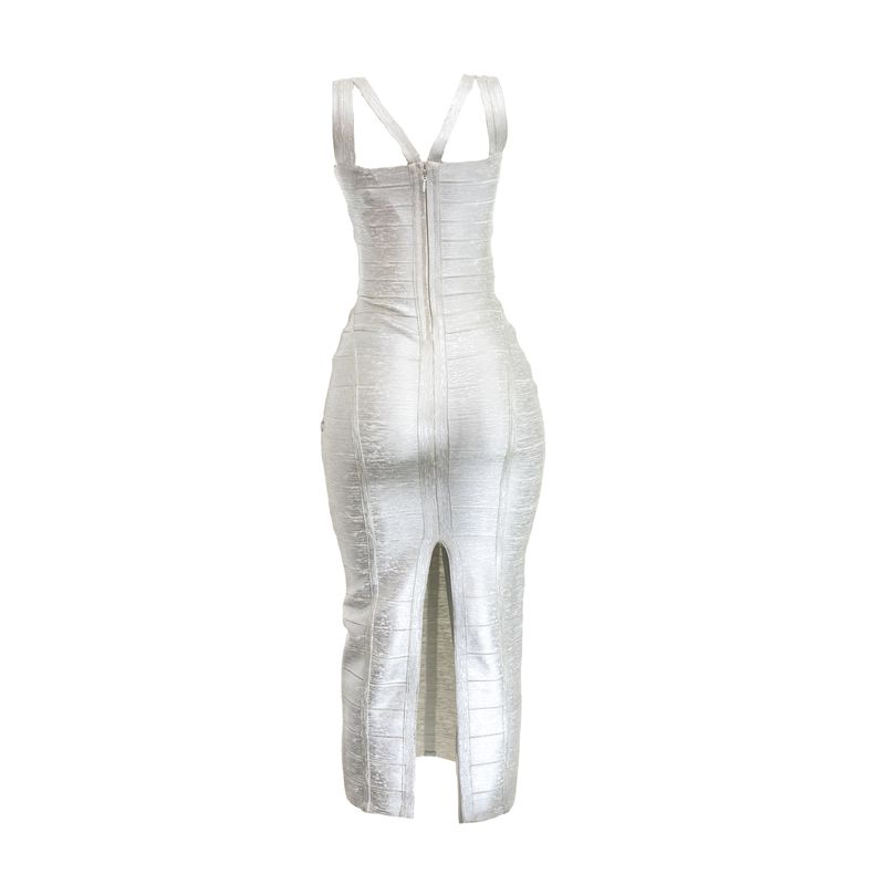 Vestido-Herve-Leger-Branco-e-Prateado