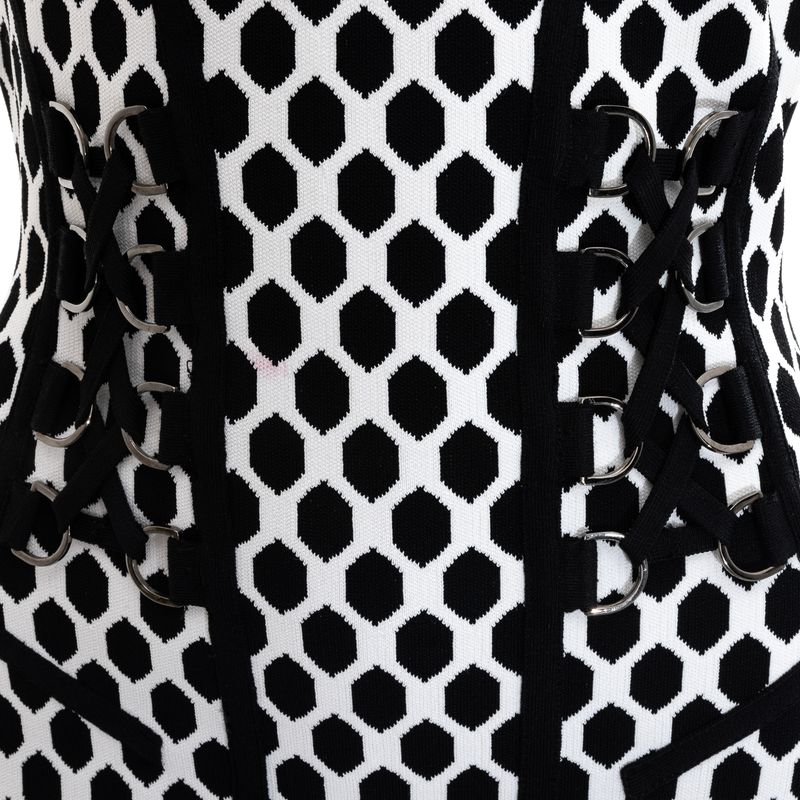 Vestido-Diane-Von-Furstenberg-Hexagonos-Preto-e-Branco