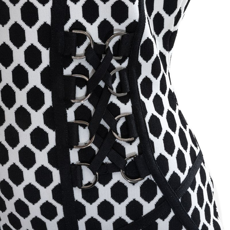 Vestido-Diane-Von-Furstenberg-Hexagonos-Preto-e-Branco
