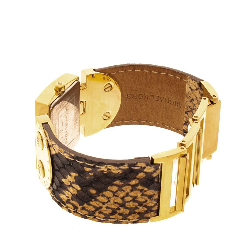 Relogio-Michael-Kors-Dourado-Couro-Texturizado
