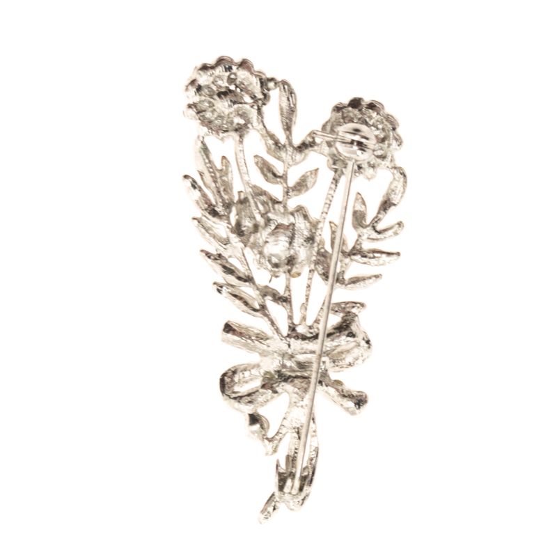 Broche-Vintage-Ramo-Flores-Prateado-e-Cristais