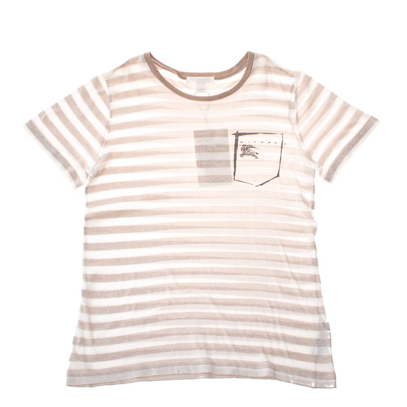 Camiseta-Burberry-Infantil-Listras-Branco-e-Bege