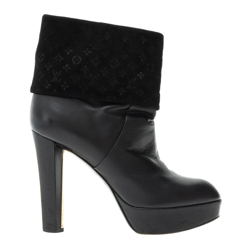 Bota-Louis-Vuitton-Couro-e-Camurca-Preta