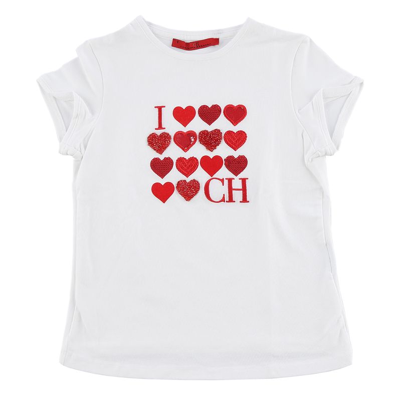 Blusa-Infantil-Carolina-Herrera-Algodao-Branco-e-Vermelho-
