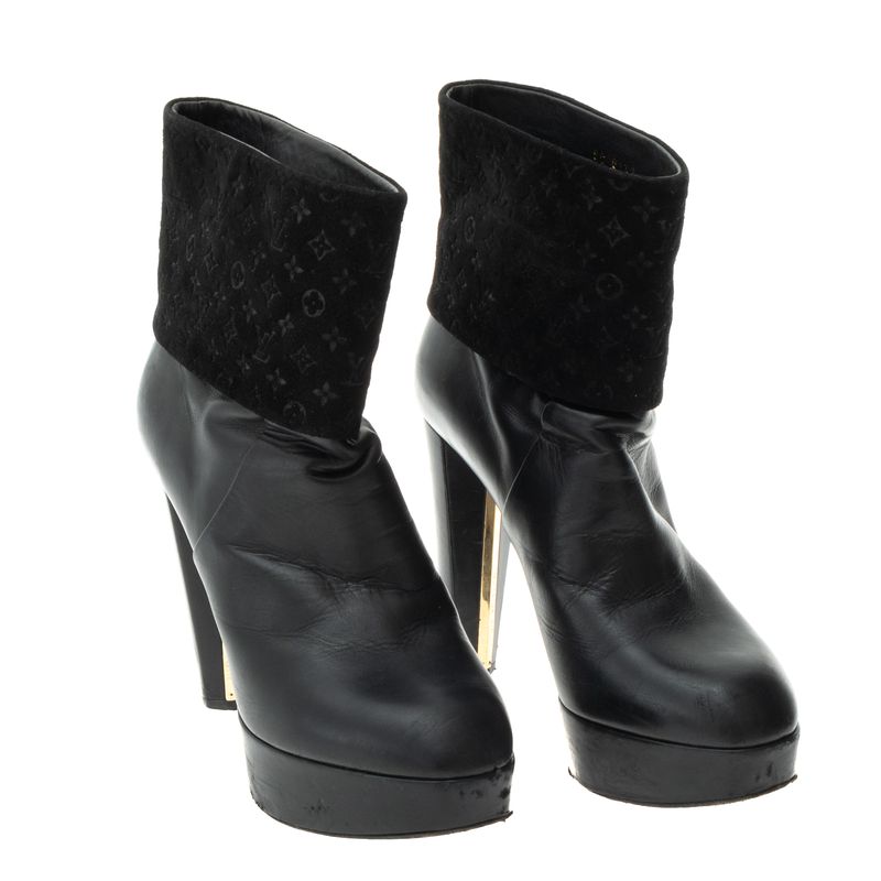 Bota-Louis-Vuitton-Couro-e-Camurca-Preta