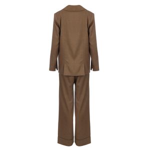 Conjunto Cris Barros Blazer e Calça Social Marrom