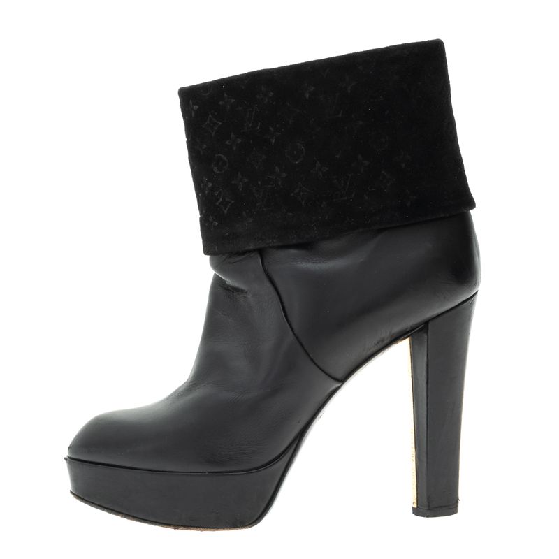 Bota-Louis-Vuitton-Couro-e-Camurca-Preta