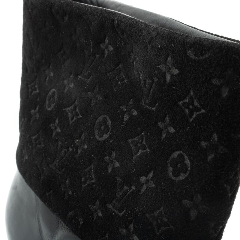 Bota-Louis-Vuitton-Couro-e-Camurca-Preta