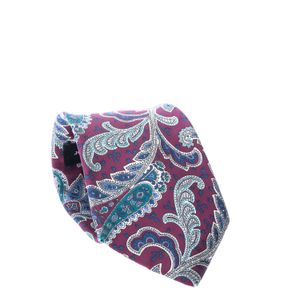 Gravata Christian Dior Vintage Paisley Bordô e Azul