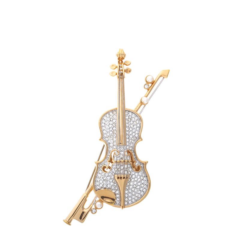 Broche-Swarovski-Violino-Dourado-Cristais