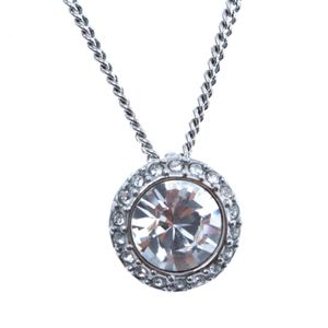 Colar Givenchy Prateado Pingente Cristal Redondo