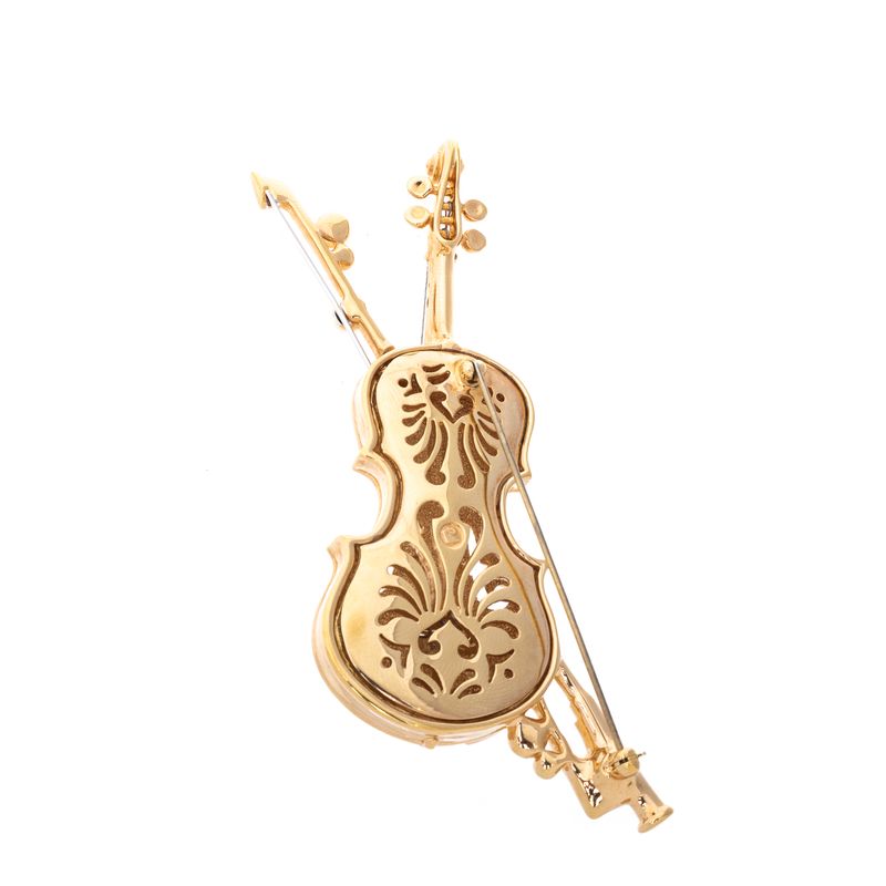 Broche-Swarovski-Violino-Dourado-Cristais