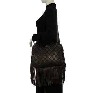 Bolsa Chanel Tote Paris Dallas Couro Envelhecido Preto