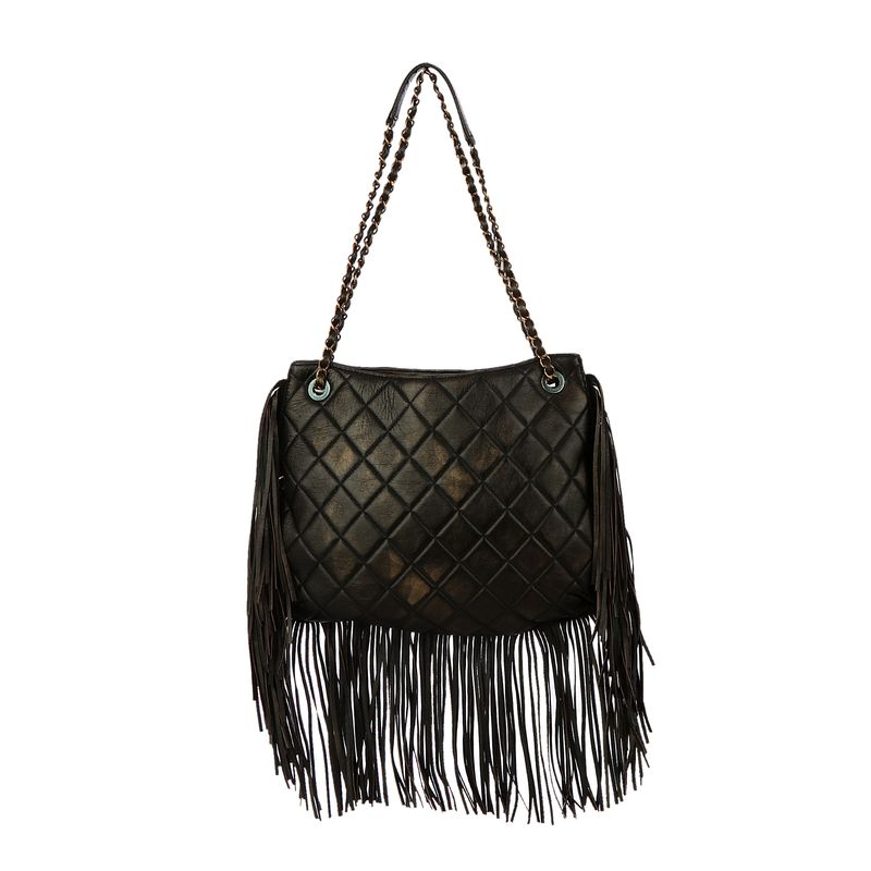 Bolsa-Chanel-Tote-Paris-Dallas-Couro-Envelhecido-Preto