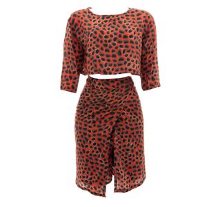 Conjunto Vanda Jacintho Estampado Vermelho e Preto