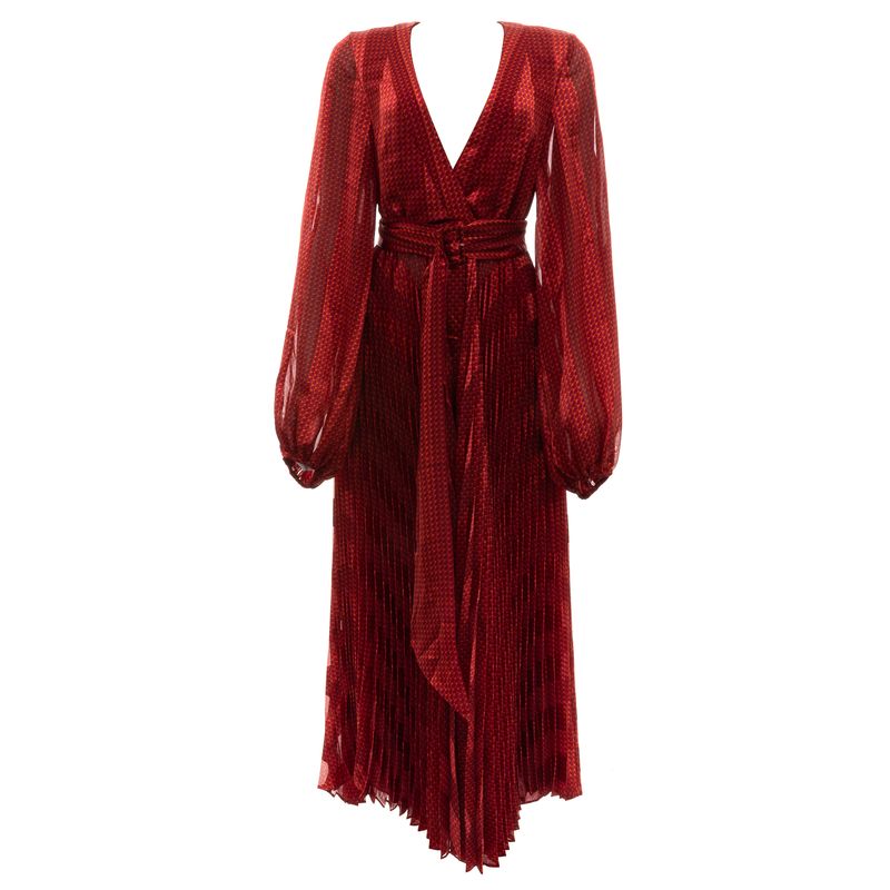 Vestido-Alexis-Midi-Plissado-Vermelho-e-Laranja