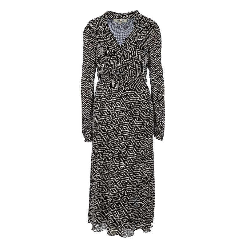 Vestido-Diane-Von-Furstenberg-Transpassado-Tecido-Estampado