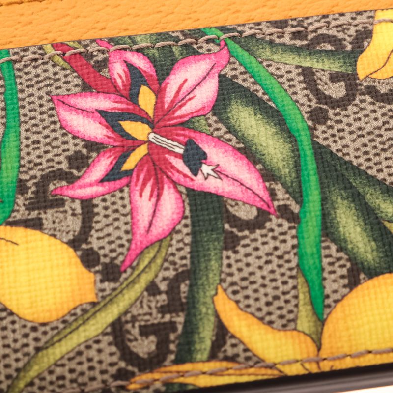Porta-Cartao-Gucci-Ophidia-GG-Floral-Couro-Mostarda