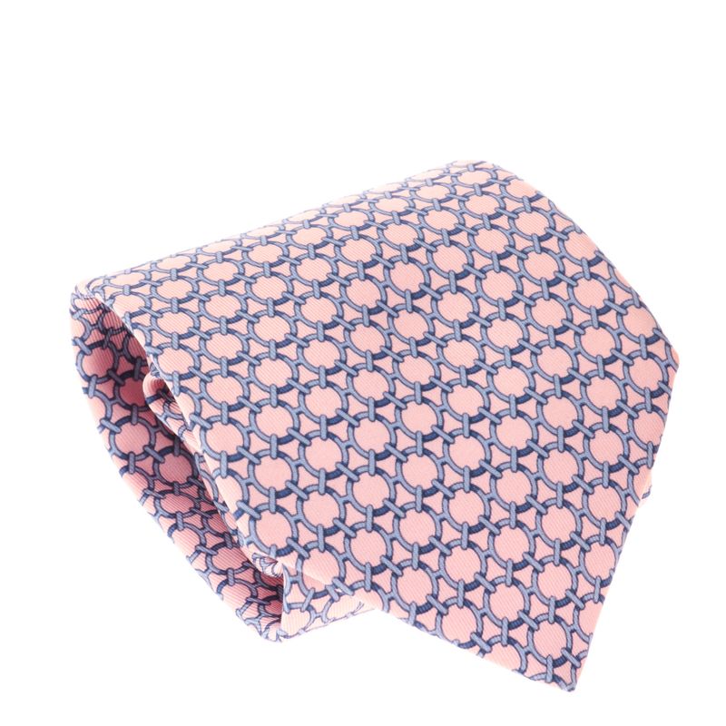 Gravata-Hermes-Rosa-Estampa-Azul