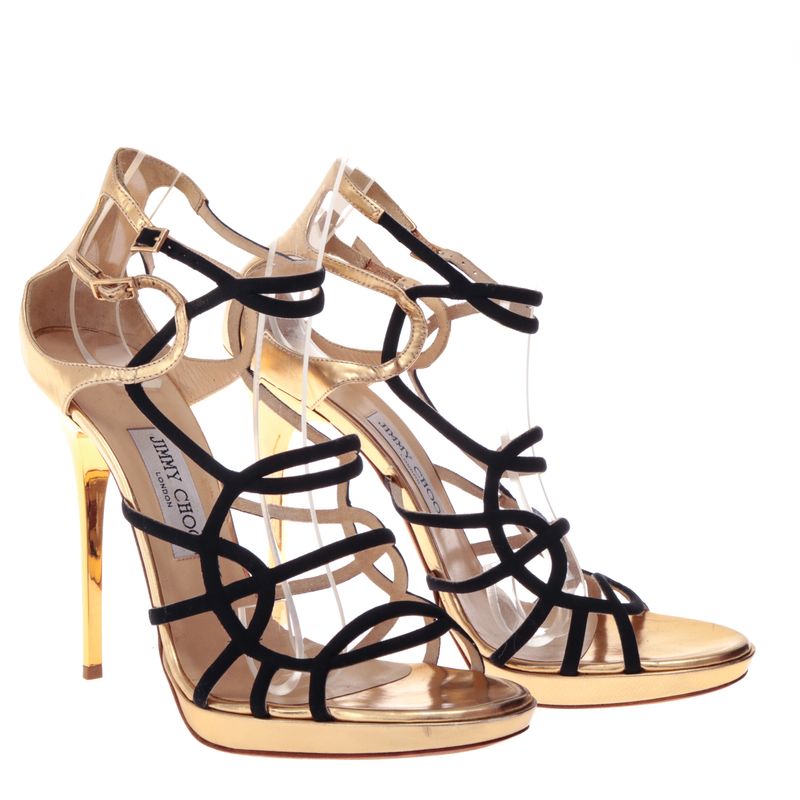 Sandalia-Jimmy-Choo-Preta-e-Dourada
