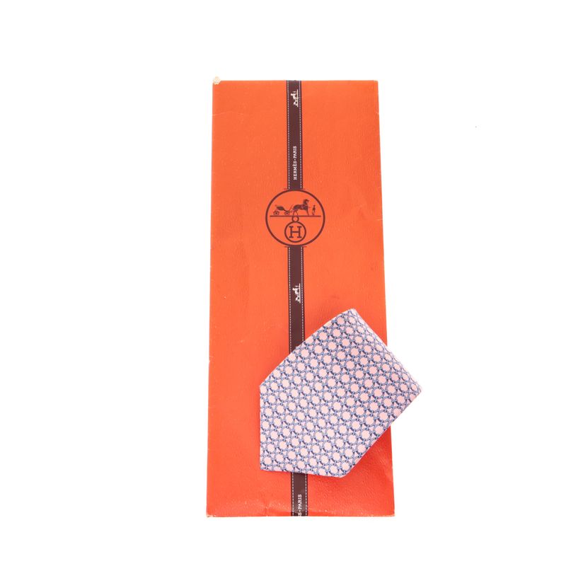 Gravata-Hermes-Rosa-Estampa-Azul