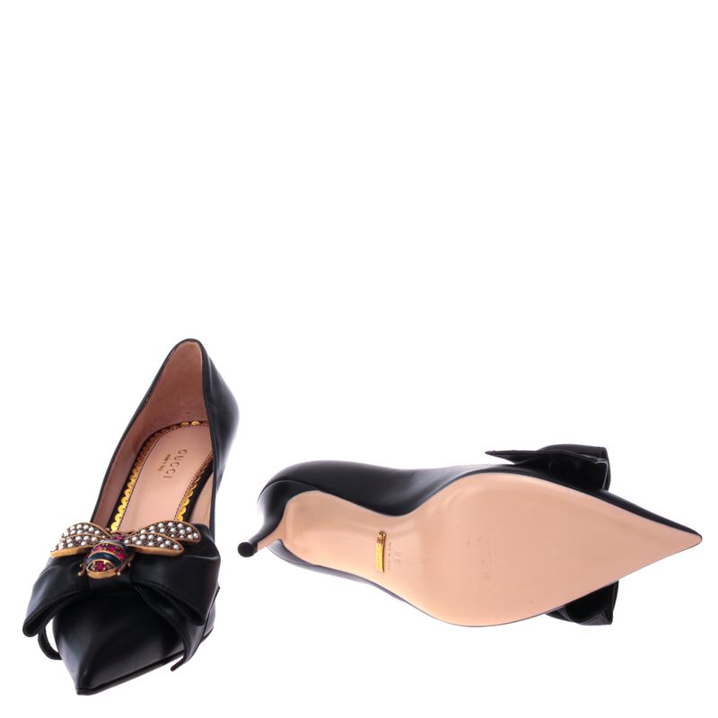 Scarpin-Gucci-Abelha-Couro-Preto
