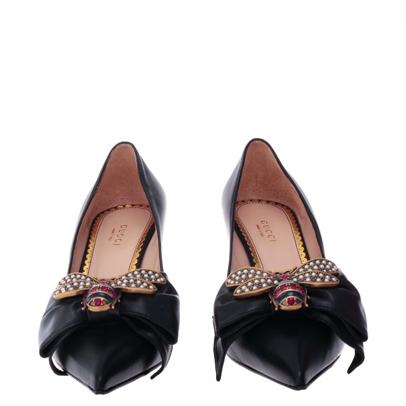 Scarpin-Gucci-Abelha-Couro-Preto
