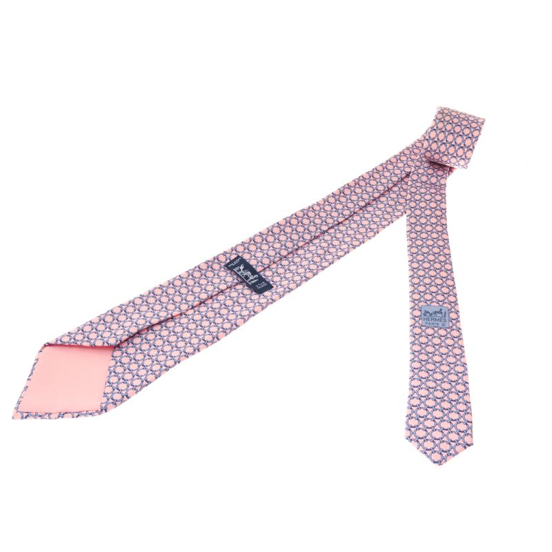 Gravata-Hermes-Rosa-Estampa-Azul