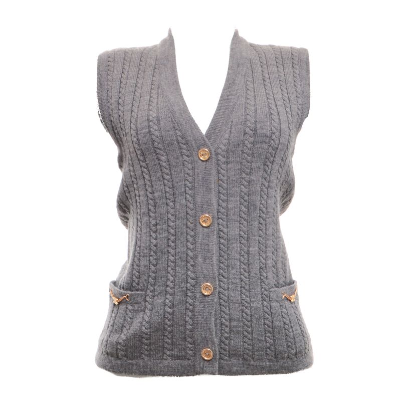 Colete-Celine-Vintage-Trico-Cinza-