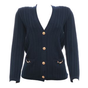 Cardigã Celine Vintage Tricô Azul Marinho