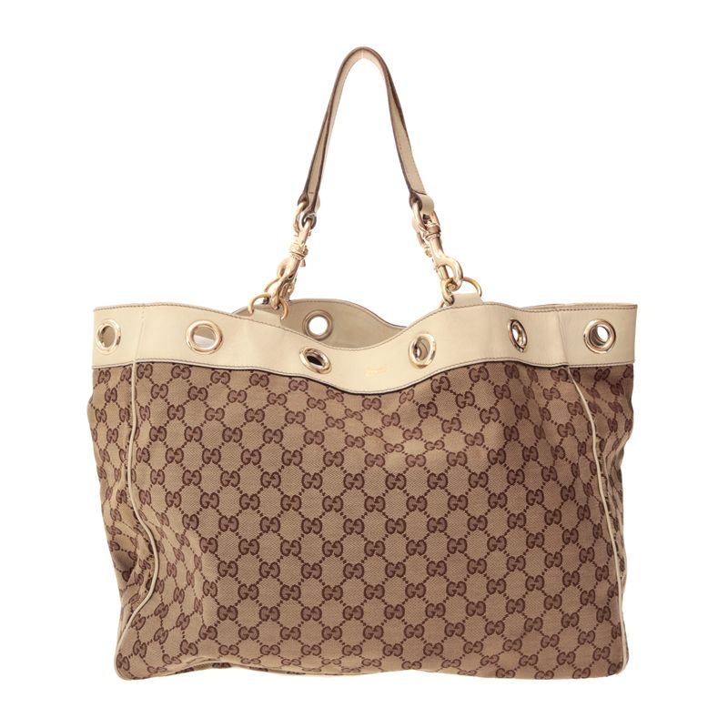 Bolsa-Gucci-Positano-GG-Canvas-Couro-Branco