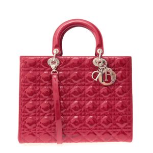Bolsa Christian Dior Large Lady Dior Cannage Verniz Vermelho