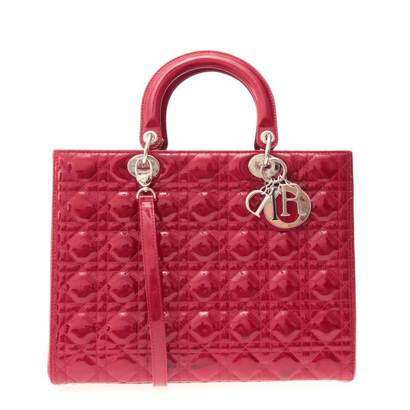 Bolsa-Christian-Dior-Large-Lady-Dior-Cannage-Verniz-Vermelho