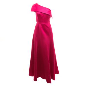 Vestido Printing Longo Cetim Magenta