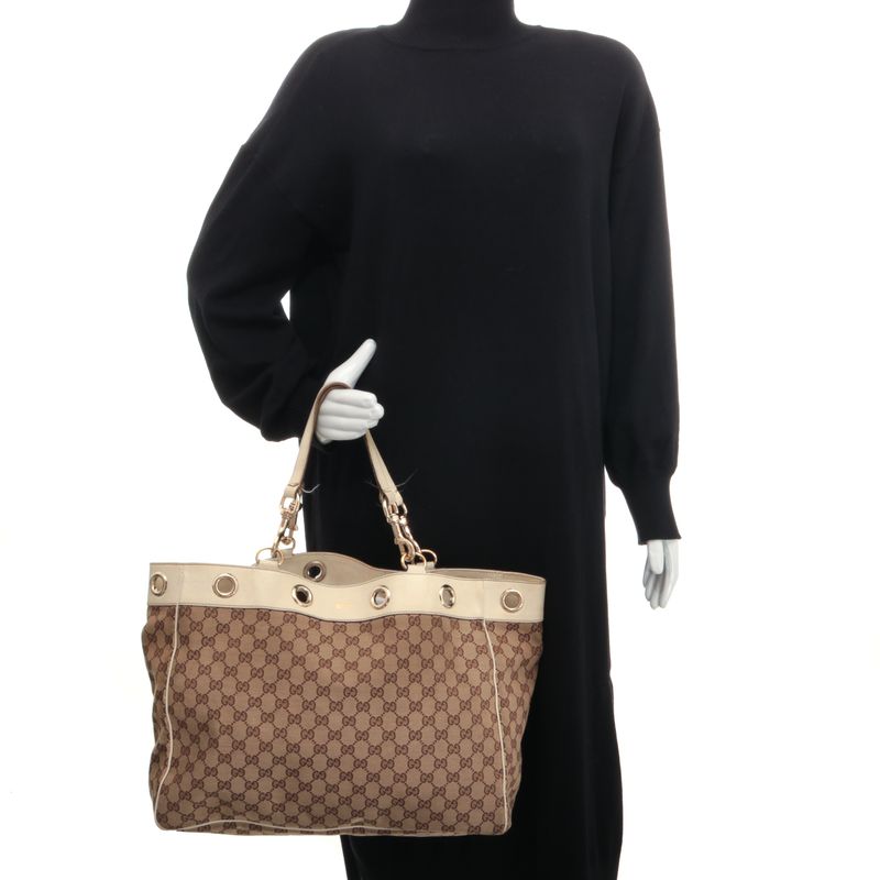 Bolsa-Gucci-Positano-GG-Canvas-Couro-Branco