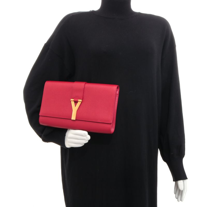 Clutch-Saint-Laurent-Cabas-Chyc-Couro-Texturizado-Vermelho