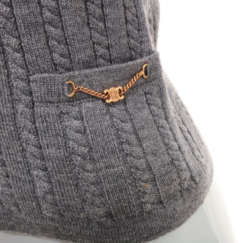 Colete-Celine-Vintage-Trico-Cinza-