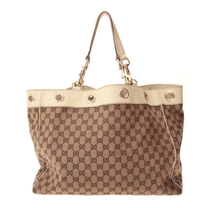 Bolsa-Gucci-Positano-GG-Canvas-Couro-Branco