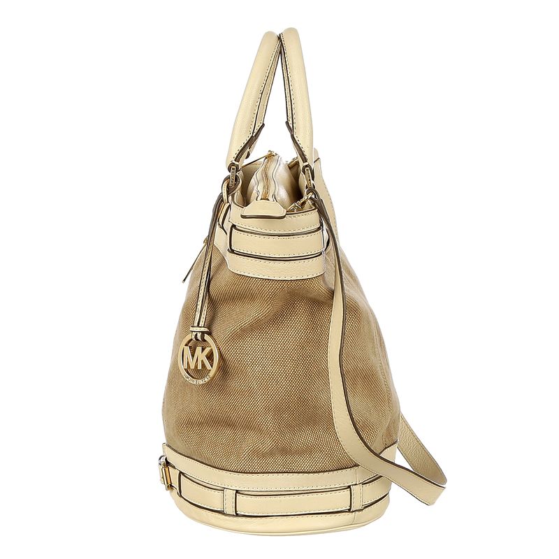 Bolsa-Michael-Kors-Couro-Creme-e-Tecido-Marrom